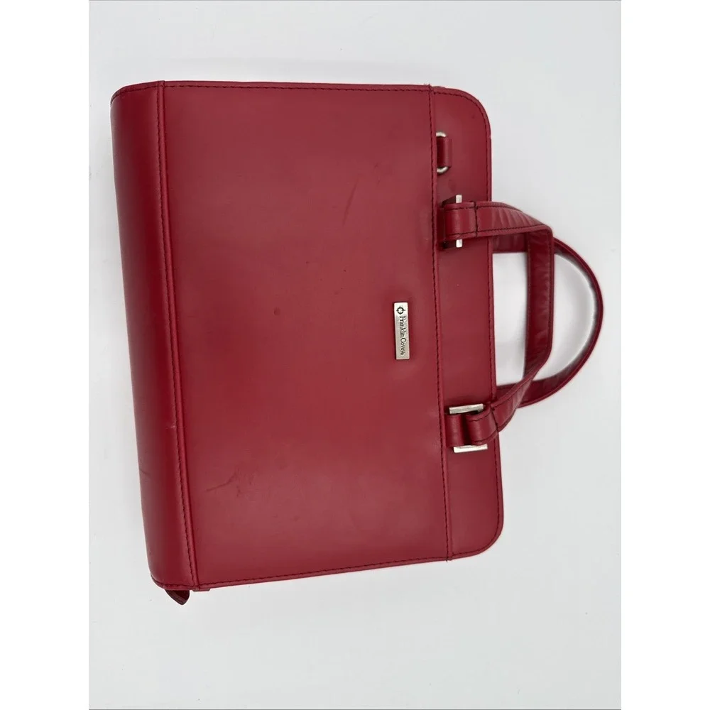 Franklin Covey Day One Planner Binder Organizer Fashion Classic RED Handles VTG